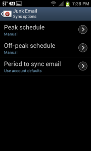 Junk Email - Sync Schedules