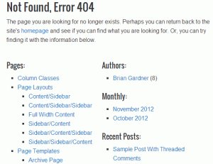 Wordpress Genesis Theme 404 Page
